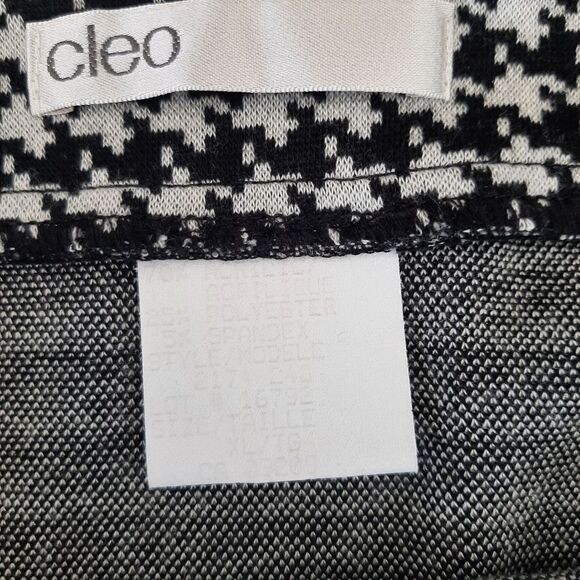 CLEO \ Soft Ponte Knit Pull-On Pencil Skirt Classic Houndstooth Pattern B&W XL - Picture 10 of 11